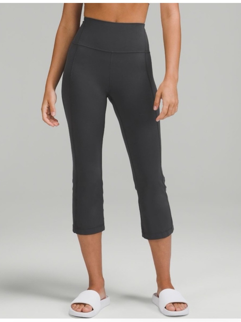 lululemon athletica Black Cropped Leggings with Subtle Logo